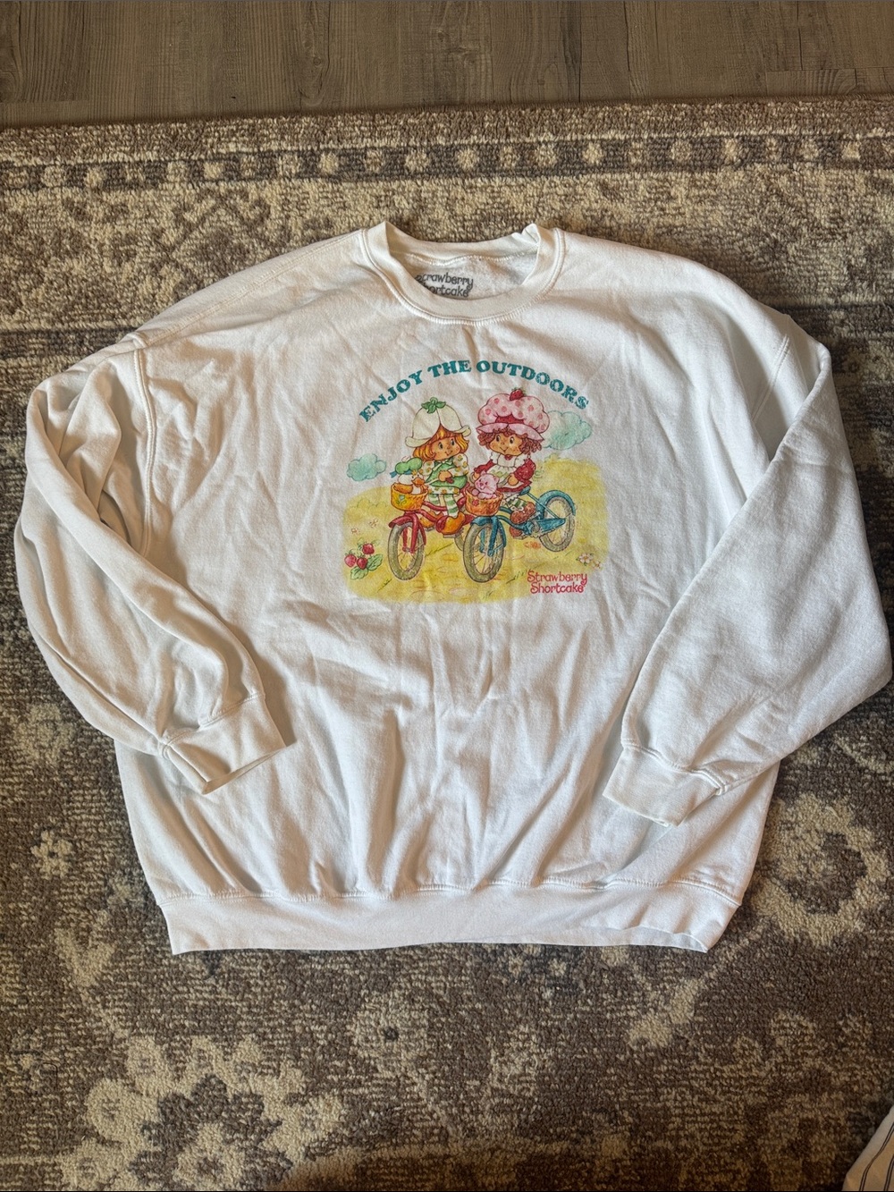 Strawberry Shortcake "Enjoy The Outdoors" White Graphic Sweatshirt